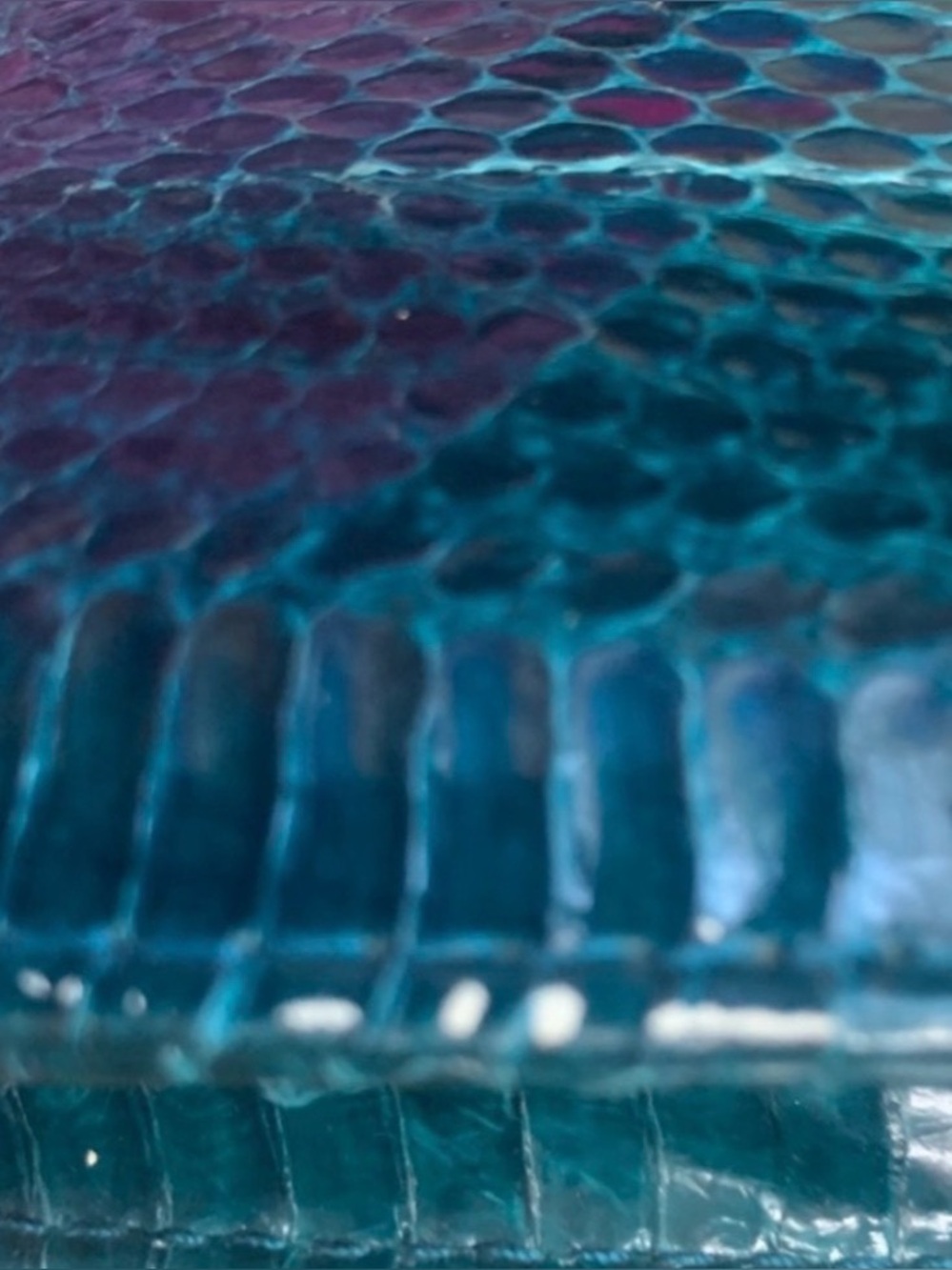 Vintage Genuine Python Skin Clutch – Teal Iridescent Snakeskin Evening Bag - Picture 13 of 14